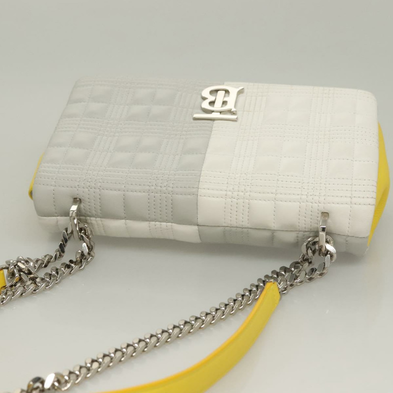 【日本直送】BURBERRY 鏈條滾輪單肩包 皮革 白銀 正品 132944-5