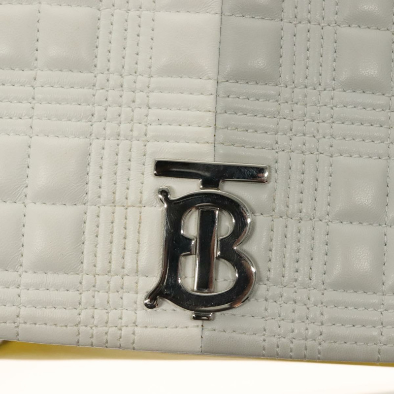 【日本直送】BURBERRY 鏈條滾輪單肩包 皮革 白銀 正品 132944-16