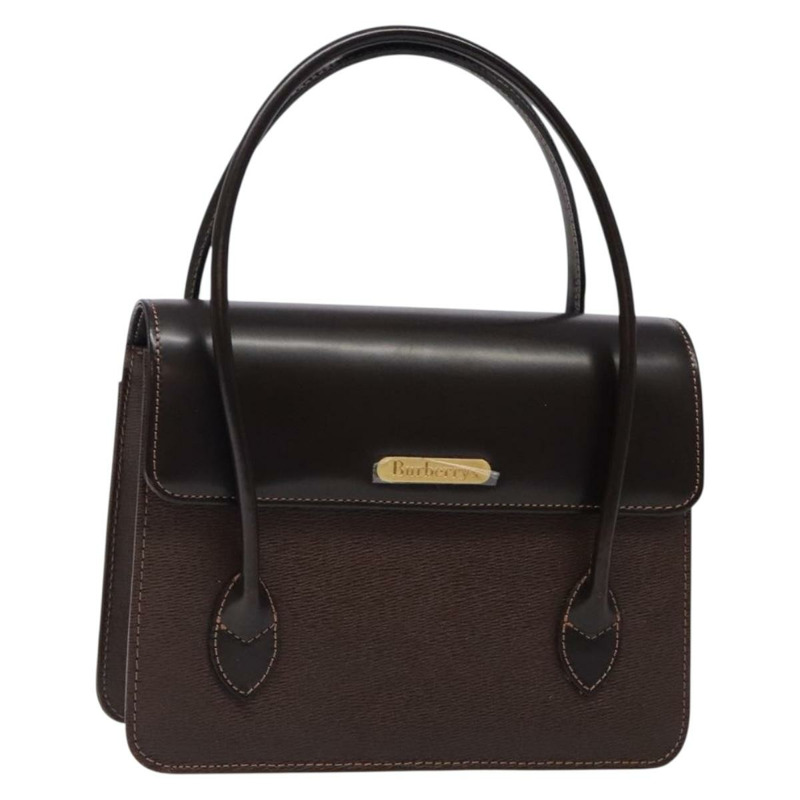 【日本直送】Burberry 手提包 皮革 深棕色 金色 正品 BA4181-0
