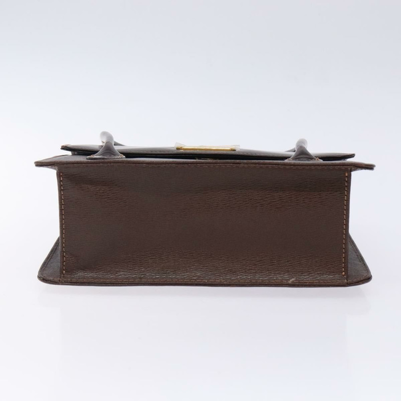 【日本直送】Burberry 手提包 皮革 深棕色 金色 正品 BA4181-4