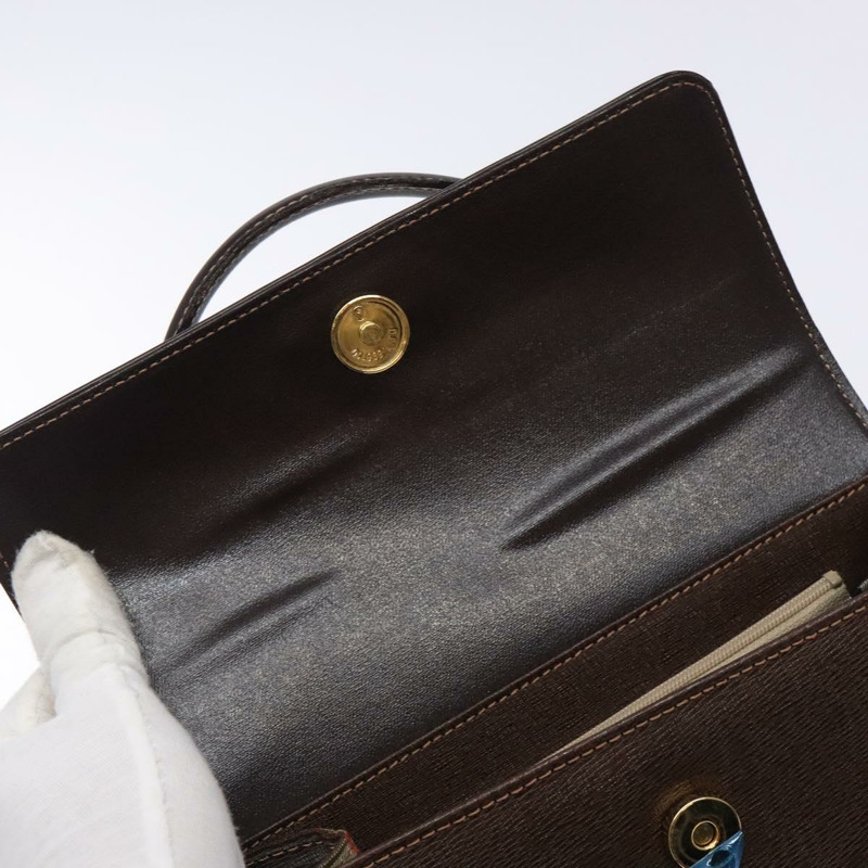 【日本直送】Burberry 手提包 皮革 深棕色 金色 正品 BA4181-10