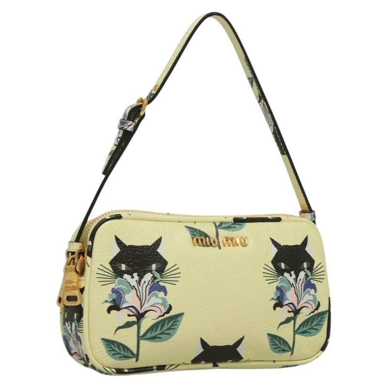 【日本直送】Miu Miu 配件袋 皮革 金 正品 sw1098-0