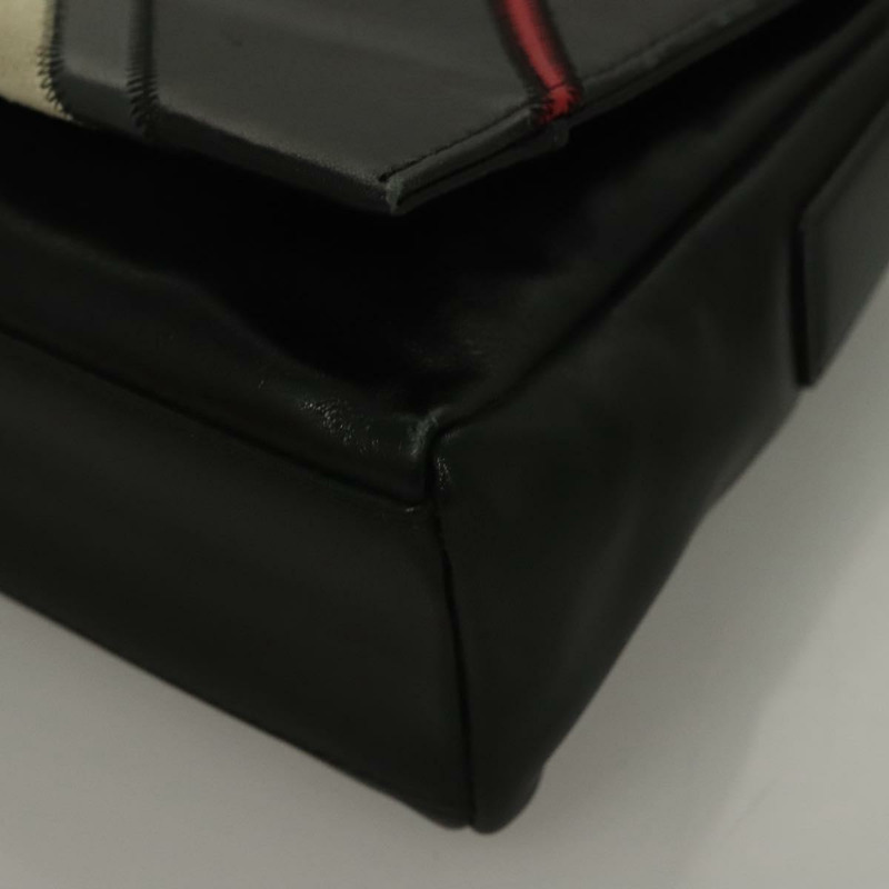 【日本直送】BURBERRY Nova 格紋肩背包 皮革 黑金 正品 132286-13