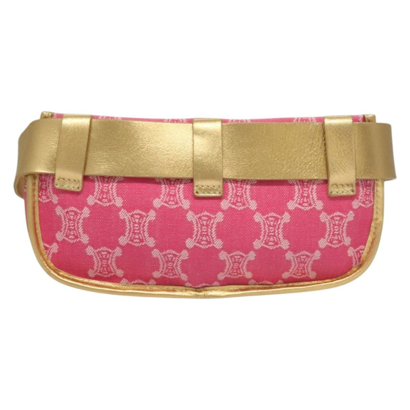 【日本直送】CELINE Paris Macadam 帆布斜背包 牛仔布 粉紅金色 正品 131795-1
