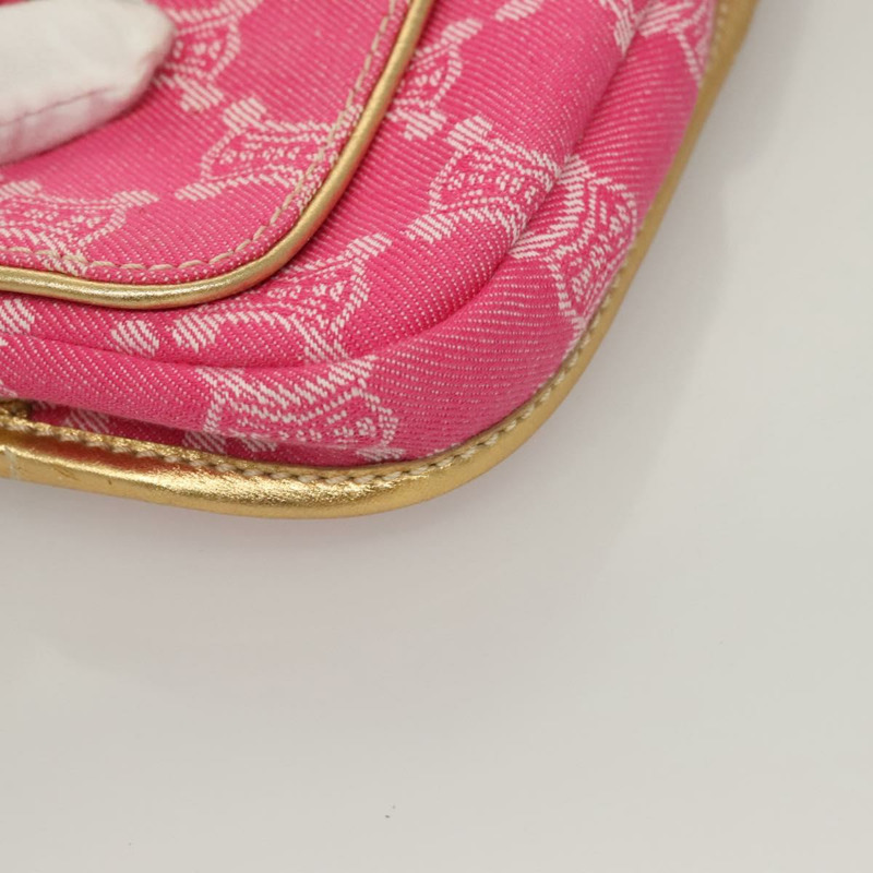 【日本直送】CELINE Paris Macadam 帆布斜背包 牛仔布 粉紅金色 正品 131795-13
