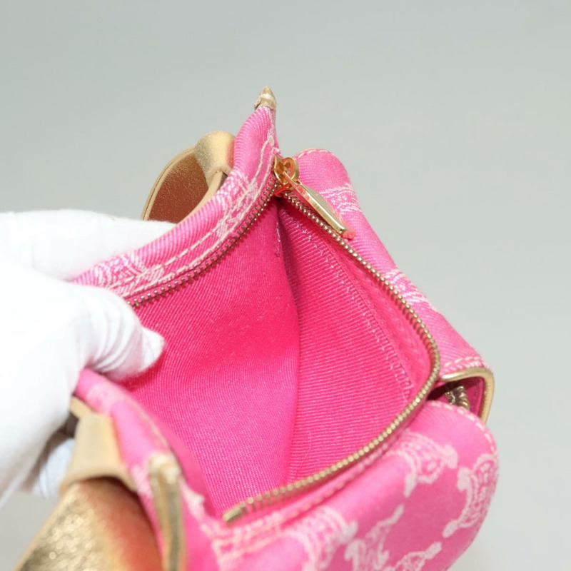 【日本直送】CELINE Paris Macadam 帆布斜背包 牛仔布 粉紅金色 正品 131795-16