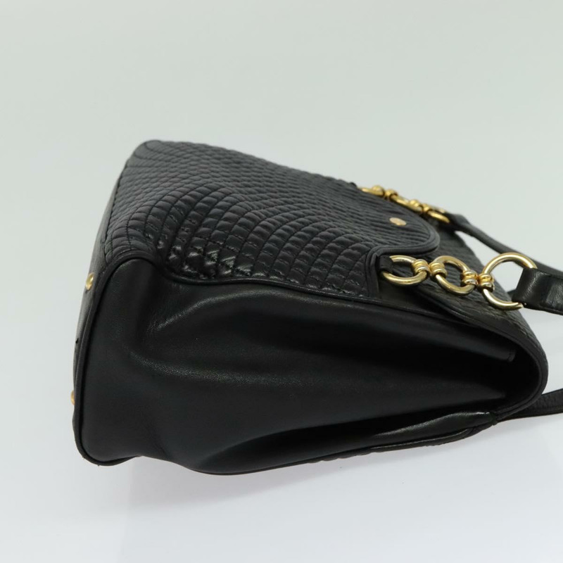 【日本直送】BALLY 絎縫鏈條單肩包 皮革 黑金 正品 BA4040-3