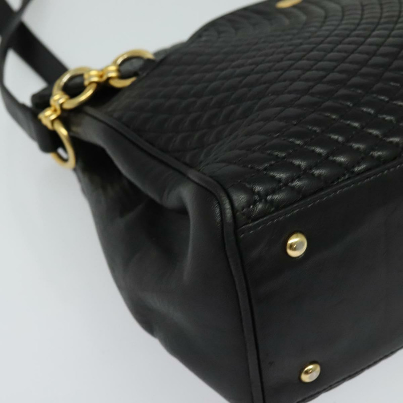 【日本直送】BALLY 絎縫鏈條單肩包 皮革 黑金 正品 BA4040-8