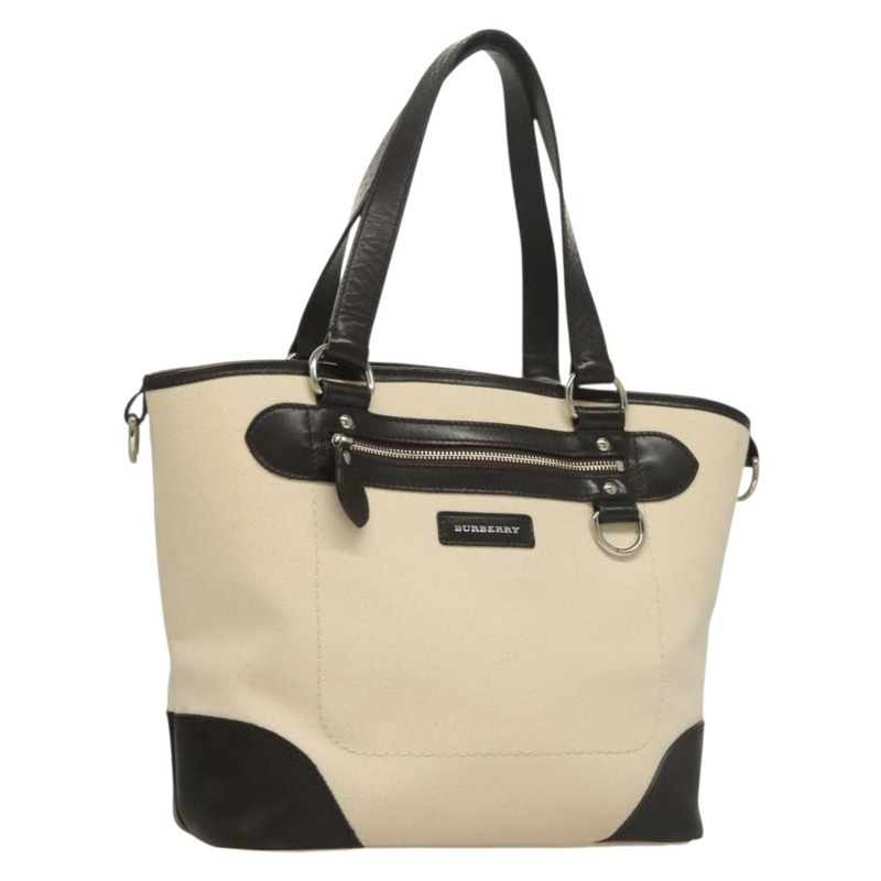 【日本直送】BURBERRY 手提包 帆布 皮革 白色 銀色 正品 bs28323-0