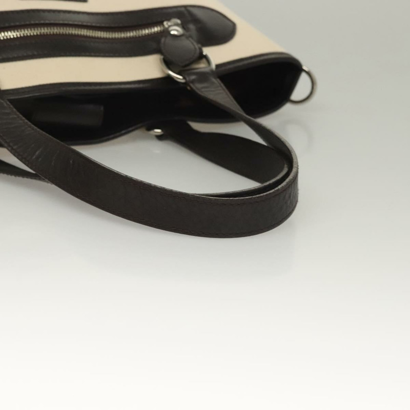 【日本直送】BURBERRY 手提包 帆布 皮革 白色 銀色 正品 bs28323-7