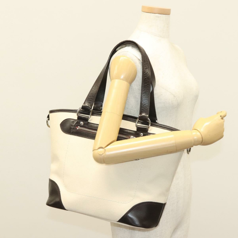 【日本直送】BURBERRY 手提包 帆布 皮革 白色 銀色 正品 bs28323-22