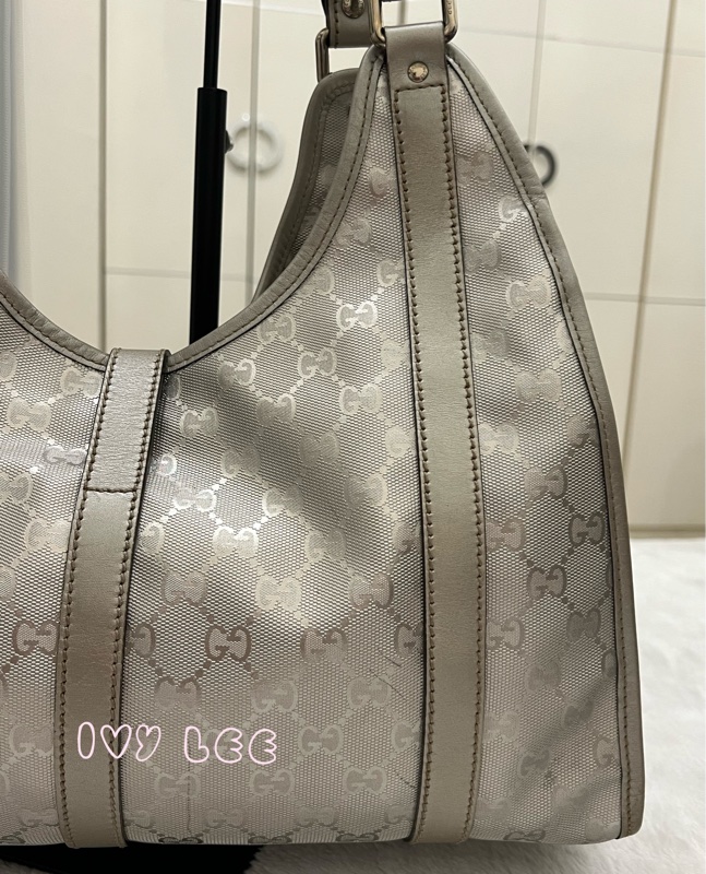 GUCCI 手提包 單肩包 Gucci Sima 203494 銀色 正品 二手精品-23