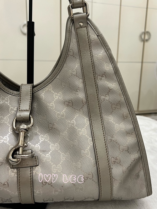 GUCCI 手提包 單肩包 Gucci Sima 203494 銀色 正品 二手精品-25