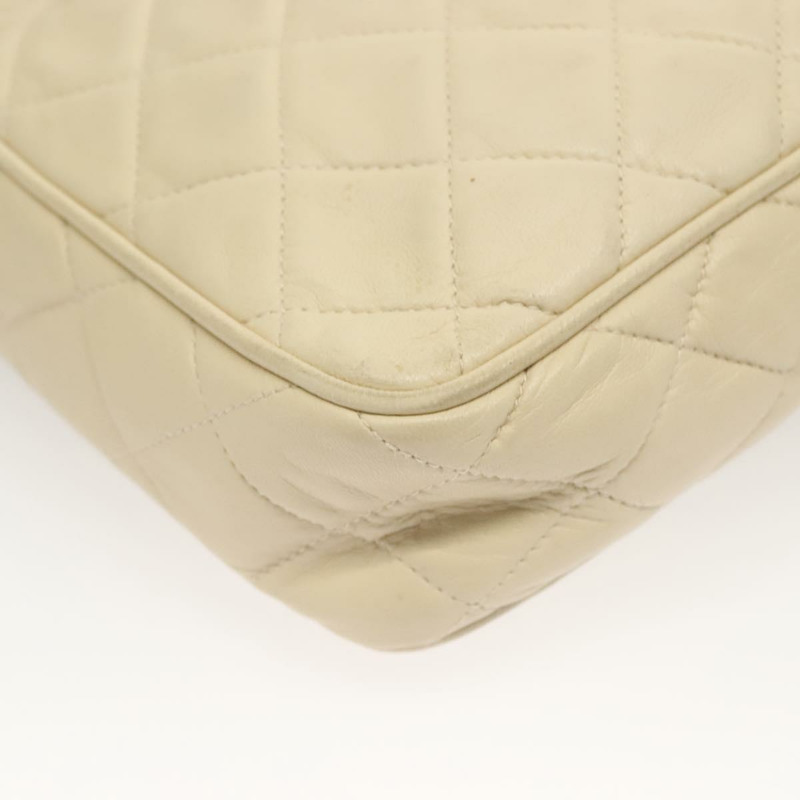 【日本直送】香奈兒 Matelasse 鏈單肩包 小羊皮 白金 CC 正品 BA4005-14