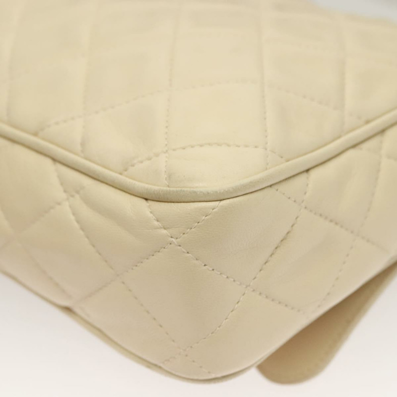 【日本直送】香奈兒 Matelasse 鏈單肩包 小羊皮 白金 CC 正品 BA4005-15