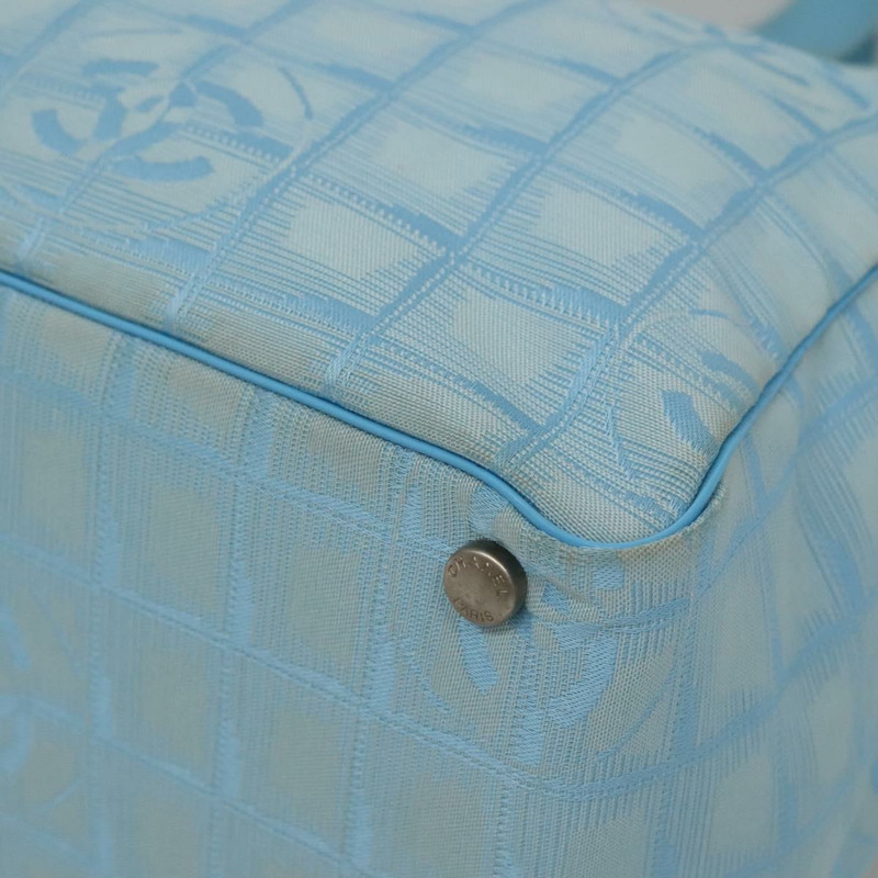 【日本直送】香奈兒新款旅遊系列托特包 尼龍材質 淺藍色 銀色 CC標誌 Auth 135449-7