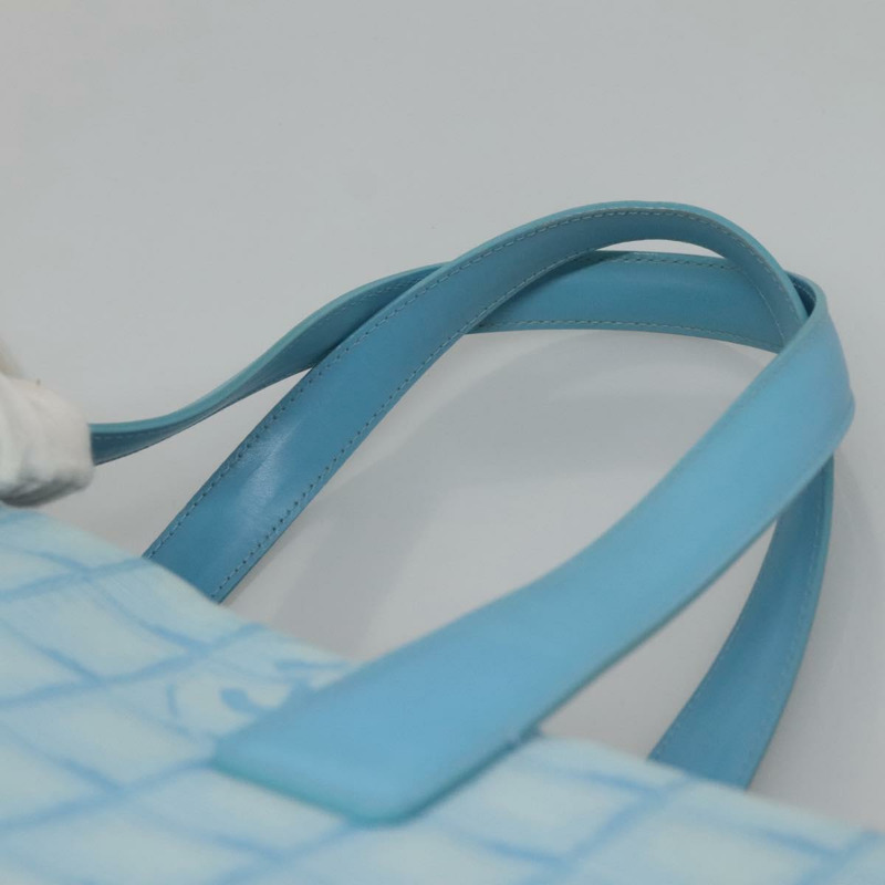 【日本直送】香奈兒新款旅遊系列托特包 尼龍材質 淺藍色 銀色 CC標誌 Auth 135449-13