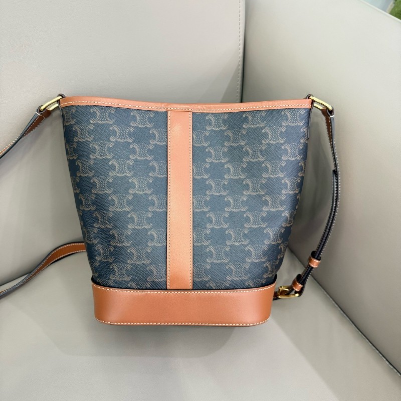 CELINE Cabas凱旋門系列老花標誌印花水桶包小號 肩背包-1