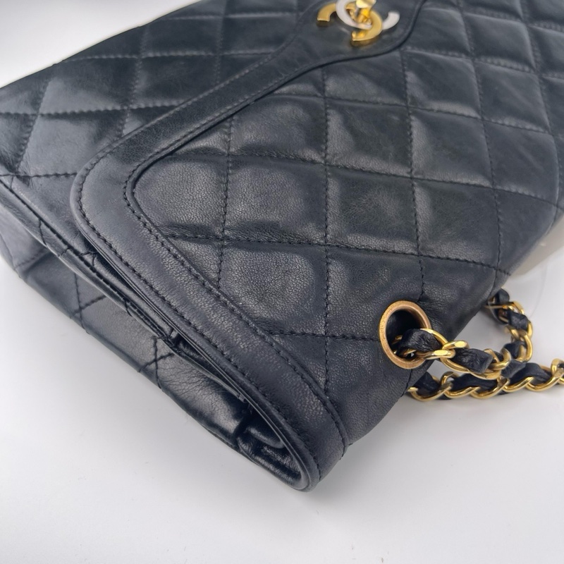 「JL精品代購」9新 香奈兒巴黎限定鴛鴦扣羊皮鏈條包-8