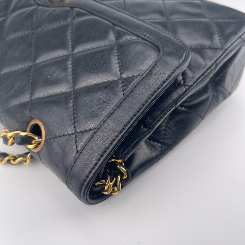 「JL精品代購」9新 香奈兒巴黎限定鴛鴦扣羊皮鏈條包-9