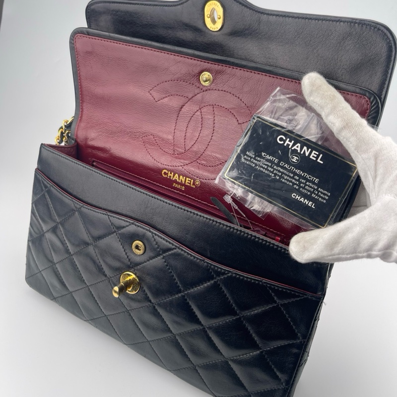 「JL精品代購」9新 香奈兒巴黎限定鴛鴦扣羊皮鏈條包-14