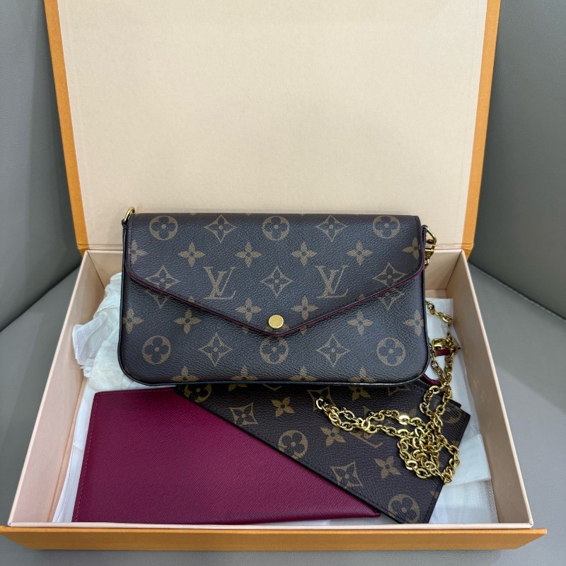 路易威登LV POCHETTE FÉLICIE經典老花三合一鏈條包 斜背包 編碼款-1