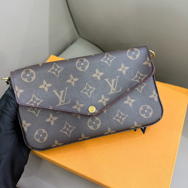 路易威登LV POCHETTE FÉLICIE經典老花三合一鏈條包 斜背包 編碼款-2