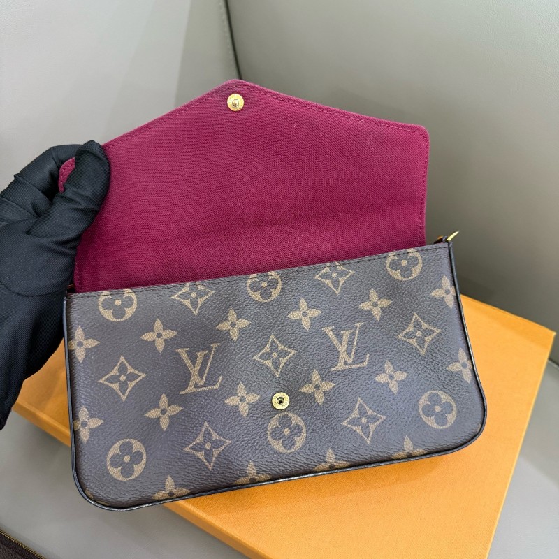 路易威登LV POCHETTE FÉLICIE經典老花三合一鏈條包 斜背包 編碼款-5