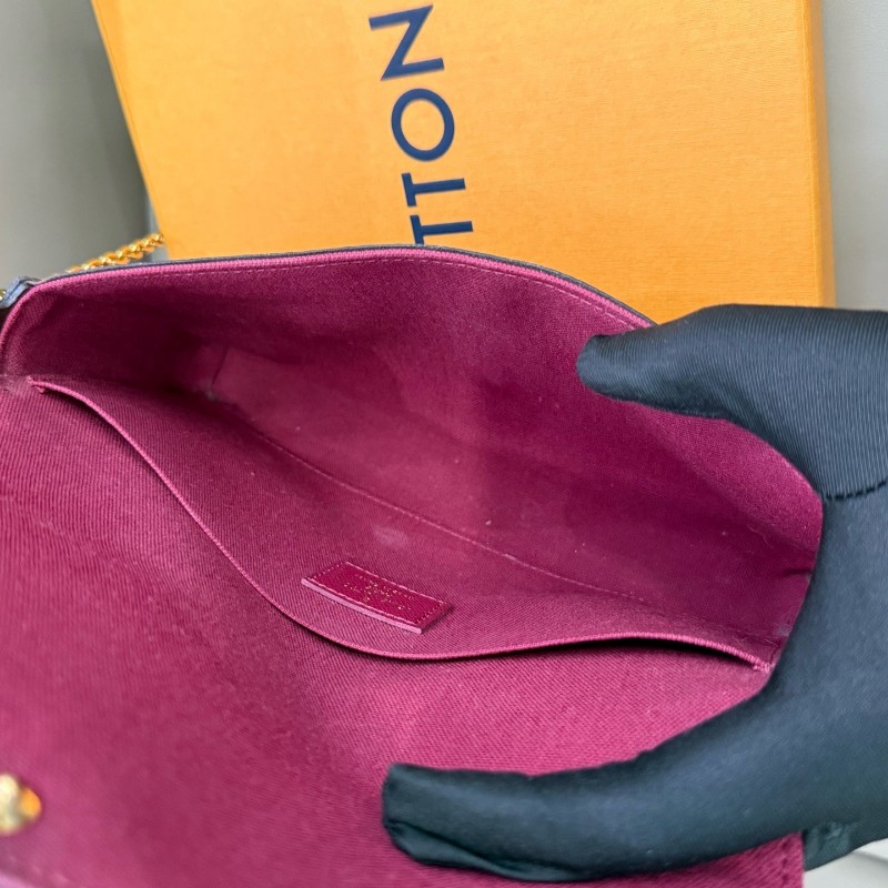 路易威登LV POCHETTE FÉLICIE經典老花三合一鏈條包 斜背包 編碼款-6