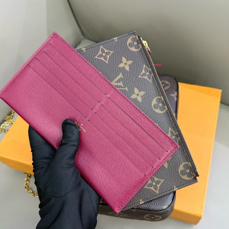 路易威登LV POCHETTE FÉLICIE經典老花三合一鏈條包 斜背包 編碼款-7