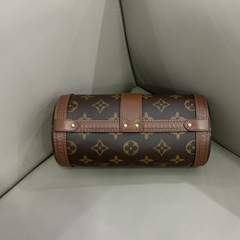 路易威登LV 老花拼色Papillon trunk巴比龍圓桶包 雙肩帶多種用法肩背包-2