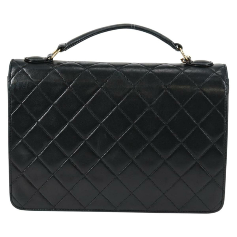 【日本直送】香奈兒 (CHANEL) 絎縫鏈條肩背包,羊皮材質,兩用,黑色,金色雙C標誌,正品編號 129737SV-1
