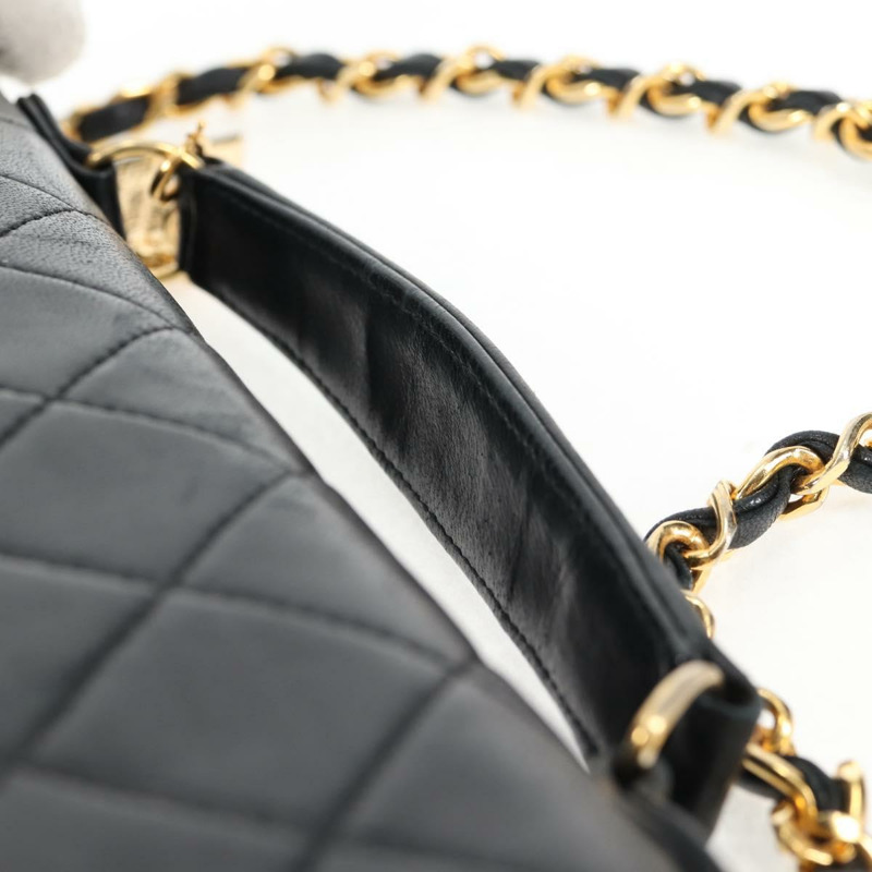 【日本直送】香奈兒 (CHANEL) 絎縫鏈條肩背包,羊皮材質,兩用,黑色,金色雙C標誌,正品編號 129737SV-13