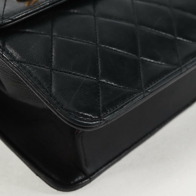 【日本直送】香奈兒 (CHANEL) 絎縫鏈條肩背包,羊皮材質,兩用,黑色,金色雙C標誌,正品編號 129737SV-15