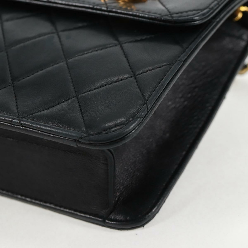 【日本直送】香奈兒 (CHANEL) 絎縫鏈條肩背包,羊皮材質,兩用,黑色,金色雙C標誌,正品編號 129737SV-16