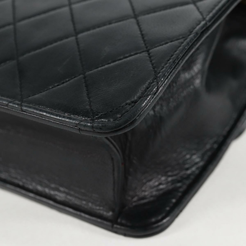 【日本直送】香奈兒 (CHANEL) 絎縫鏈條肩背包,羊皮材質,兩用,黑色,金色雙C標誌,正品編號 129737SV-18