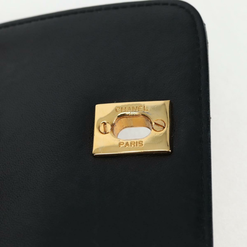 【日本直送】香奈兒 (CHANEL) 絎縫鏈條肩背包,羊皮材質,兩用,黑色,金色雙C標誌,正品編號 129737SV-21