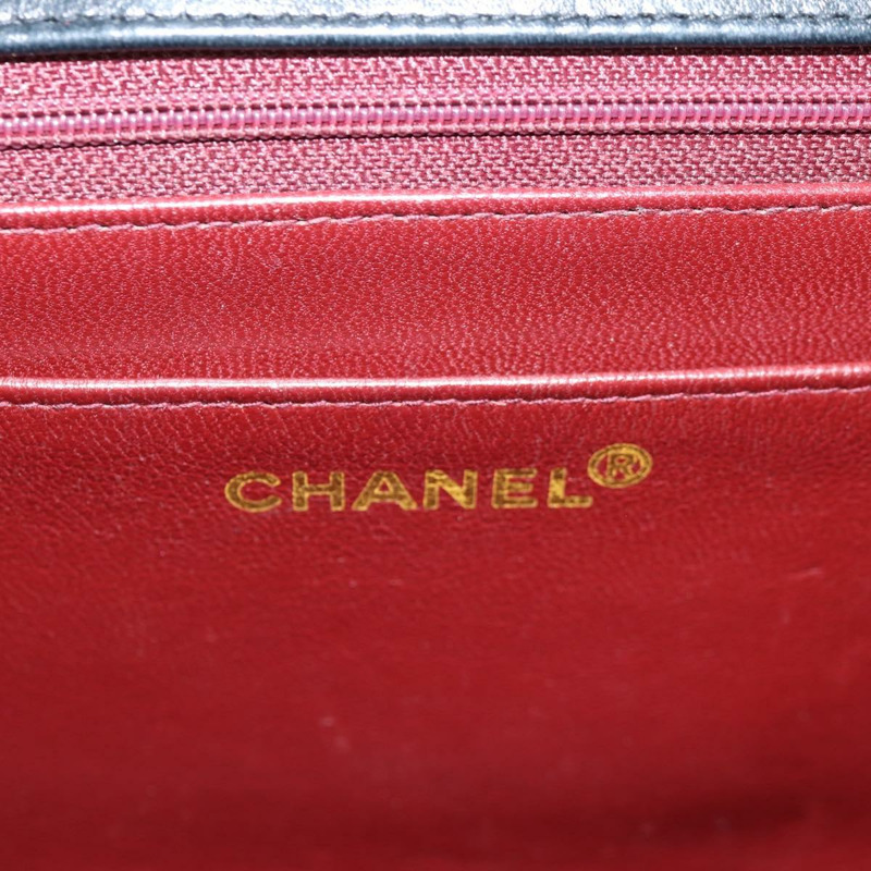 【日本直送】香奈兒 (CHANEL) 絎縫鏈條肩背包,羊皮材質,兩用,黑色,金色雙C標誌,正品編號 129737SV-23