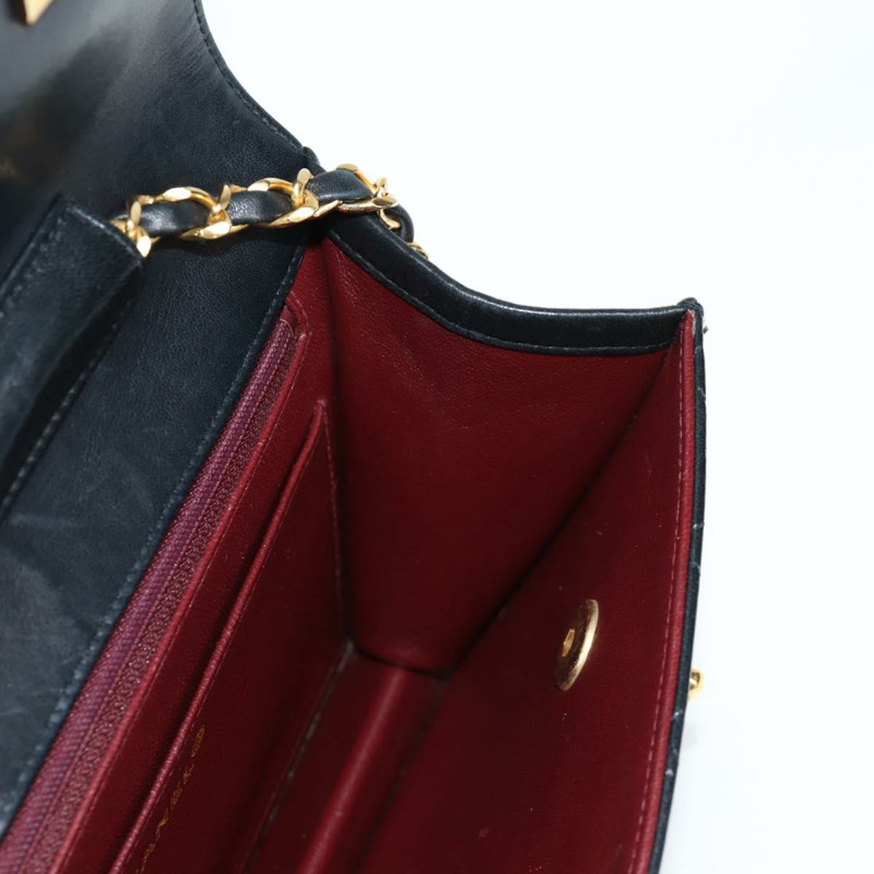 【日本直送】香奈兒 (CHANEL) 絎縫鏈條肩背包,羊皮材質,兩用,黑色,金色雙C標誌,正品編號 129737SV-24