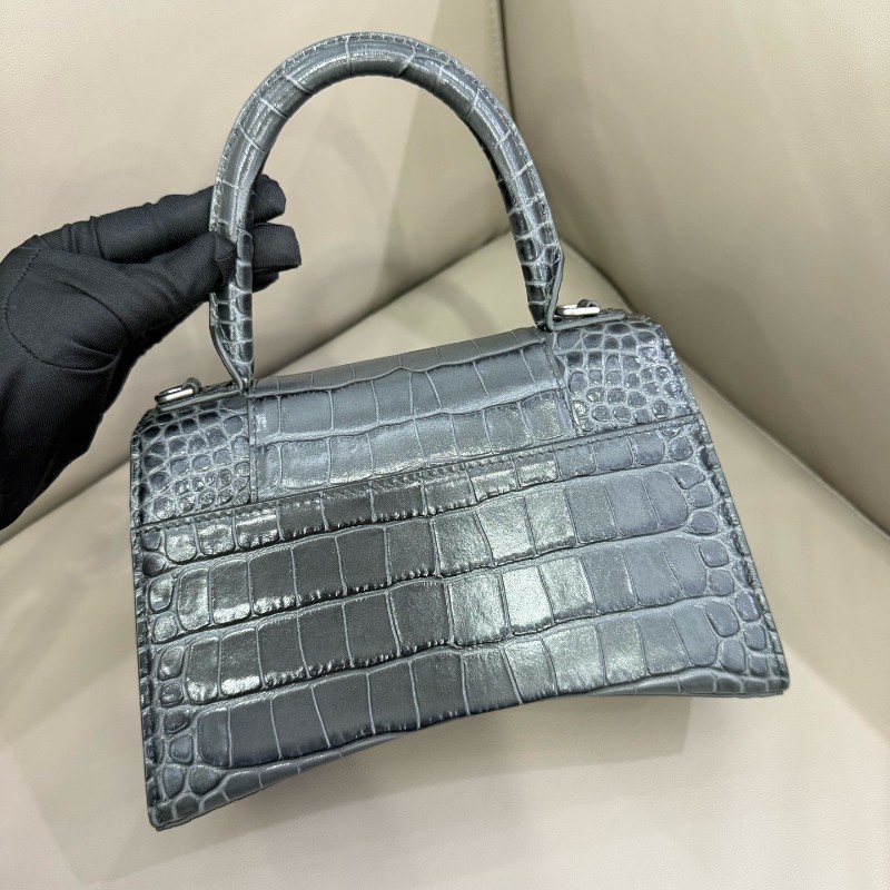 巴黎世家balenciaga Hourglass煙灰色鱷魚紋沙漏包 S號-3