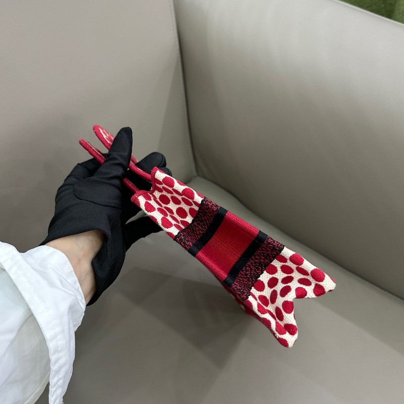 Dior 迪奧 book tote紅色波點Dioramour mini手提托特包 情人節限定款-3