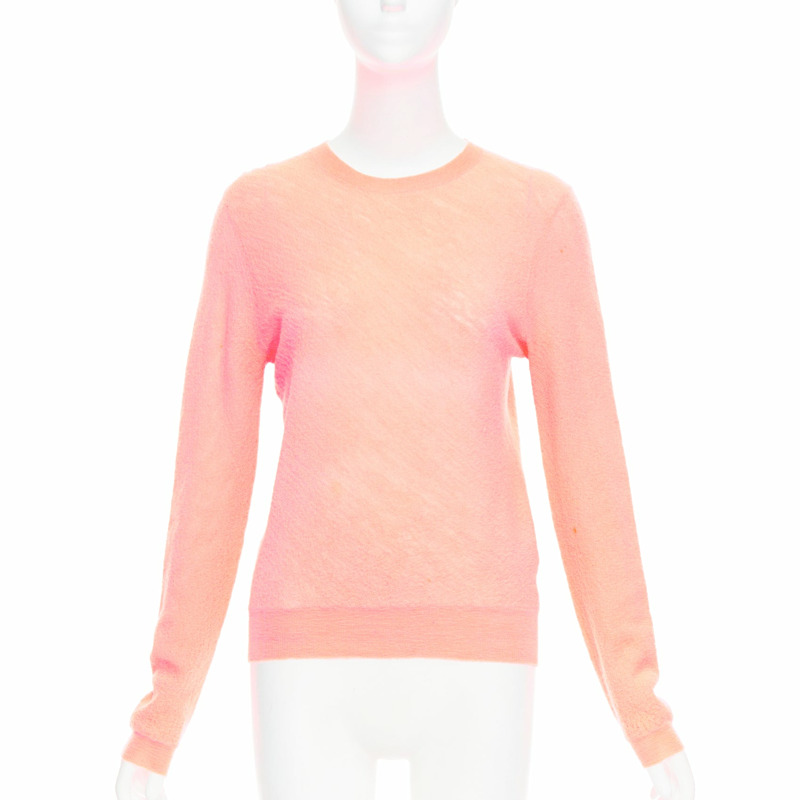 OLD CELINE Phoebe Philo neon coral pink wool knitted sweater S-0