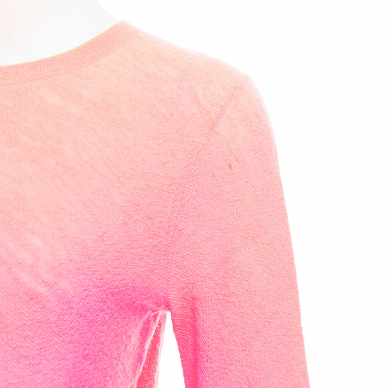 OLD CELINE Phoebe Philo neon coral pink wool knitted sweater S-1
