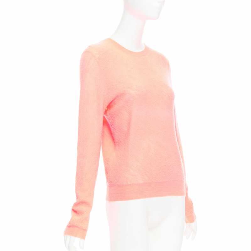 OLD CELINE Phoebe Philo neon coral pink wool knitted sweater S-2