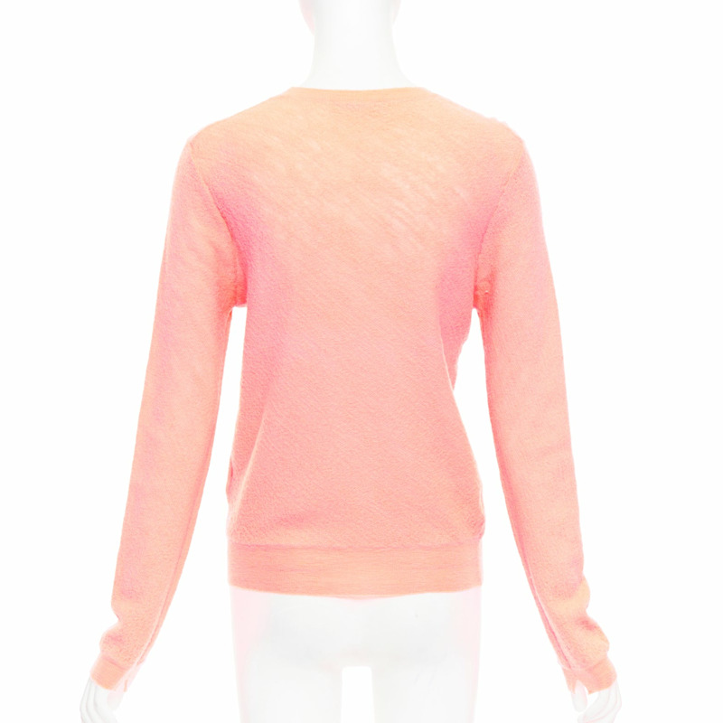 OLD CELINE Phoebe Philo neon coral pink wool knitted sweater S-4