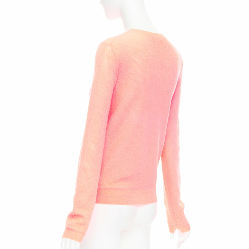 OLD CELINE Phoebe Philo neon coral pink wool knitted sweater S-5