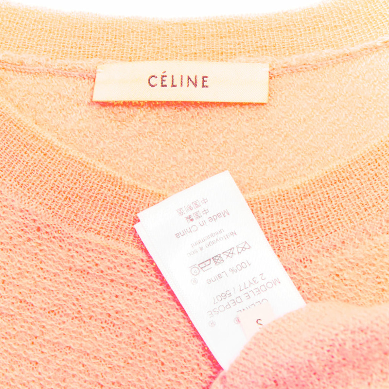OLD CELINE Phoebe Philo neon coral pink wool knitted sweater S-7