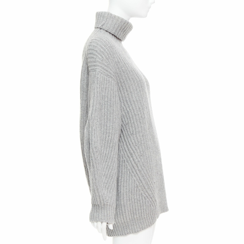 ACNE STUDIOS 2016 Isa grey wool chunky turtleneck ribbed sweater XS-3