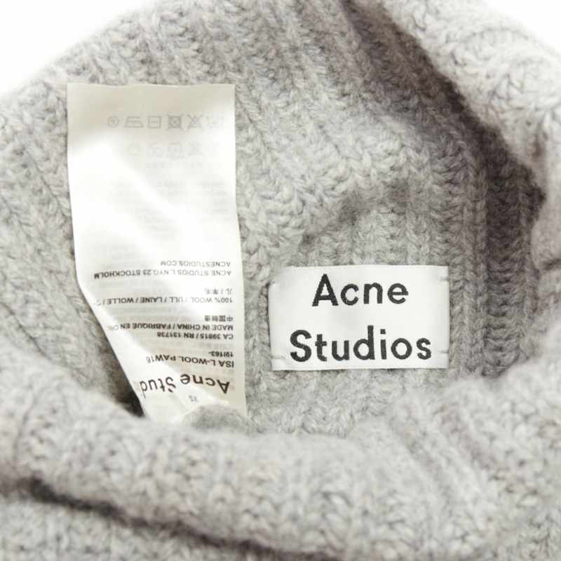 ACNE STUDIOS 2016 Isa grey wool chunky turtleneck ribbed sweater XS-7