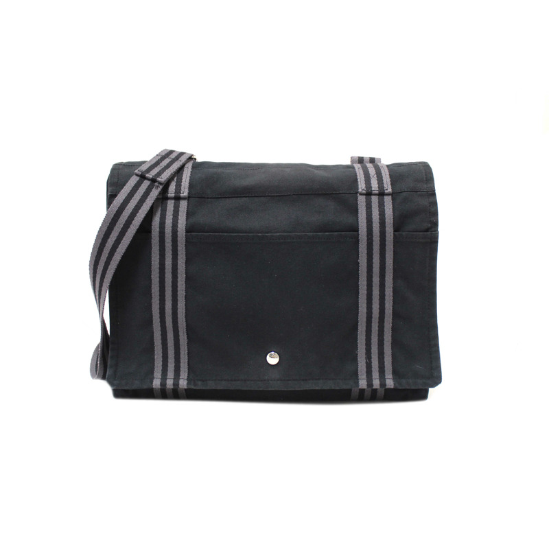 Hermes Black Toile Fourre Tout Herline Messenger Bag-0